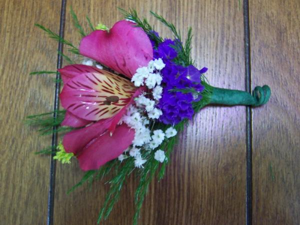 Pink, White & Purple Boutonniere