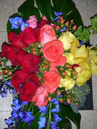 Red, Pink and Yellow Bridal Bouquet