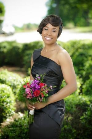 Bridesmaid Portrait with One Shoulder Black Dress