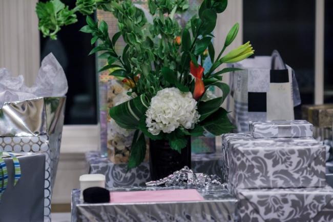 Gift Table with Pretty Flowers