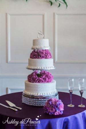 Lavender And White Three Tier Wedding Cake