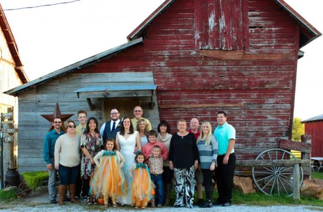 Family Portrait in Front of the Corn Crib