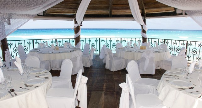 Outside reception set up at the Hyatt Zilara in Cancun, Mexico