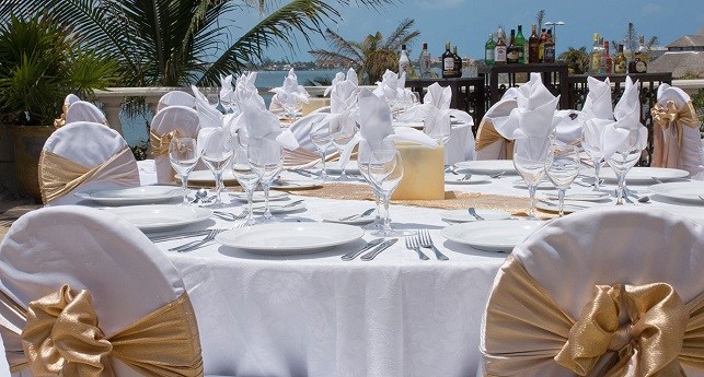 Delightful wedding reception set up at the Hyatt Zilara in Cancun, Mexico