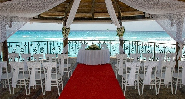 Gazebo wedding ceremony setup at the Hyatt Zilara in Cancun, Mexico