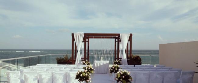 A classically done wedding ceremony setup at the Azul Sensatori Hotel in Riviera Maya, Mexico