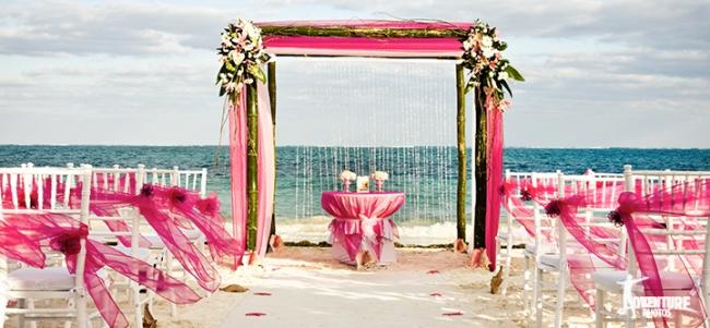 Stunning wedding ceremony setup on the beach (Dreams in Riviera Maya, Mexico)