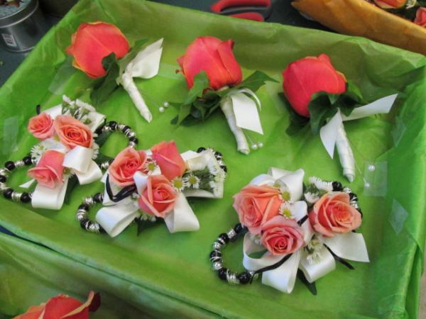 Coral Rose Corsages