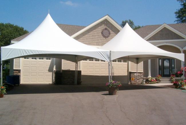 Large white frame tent