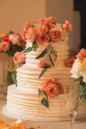 Wedding Cake with Pink Flowers