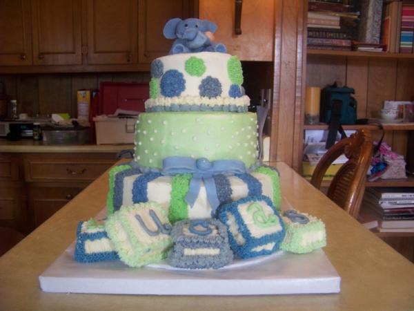 Large Cake with Elephant Topper