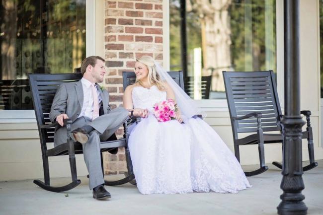 Blushing Bride in a Gorgeous Wedding Dress