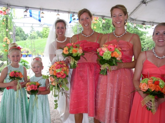 Bridal Party With Bouquets