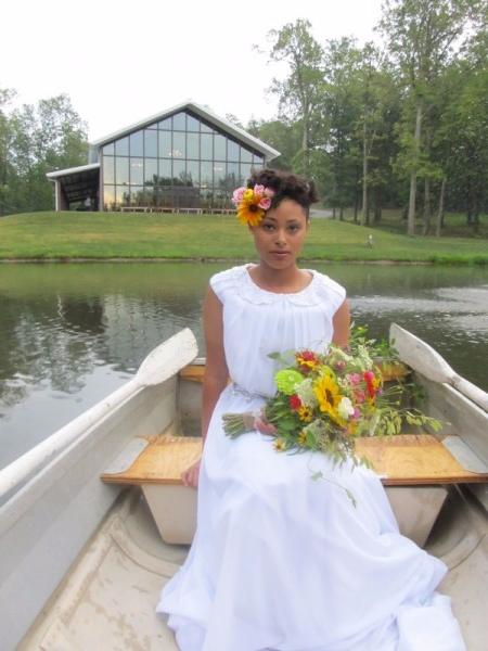 Pretty bride on pond at Keith Glen! 