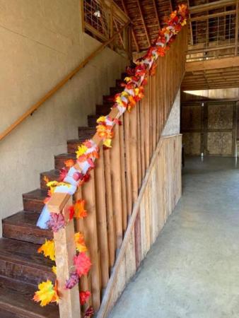 Decorations on Wedding Barn Stairway