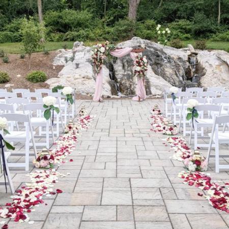 Burgundy and Blush Wedding Arch and Aisle