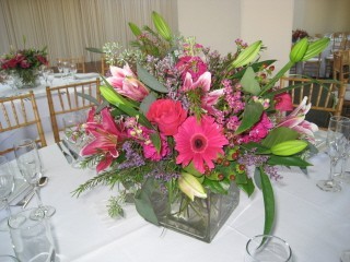 Pink Floral Centerpiece Cube