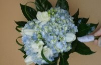 Bridal Bouquet with Light Blue and White Flowers