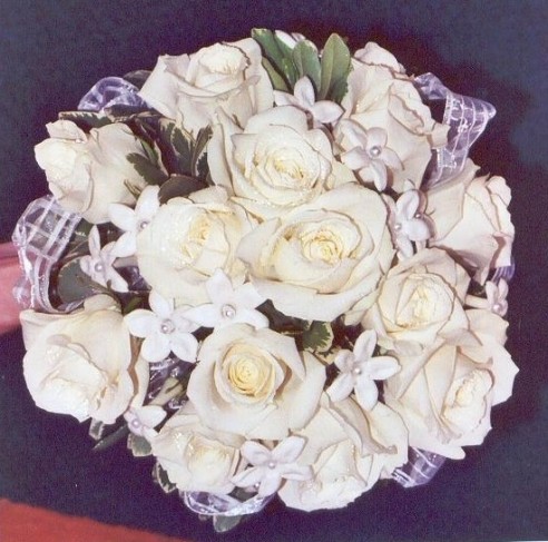 Elegant White Rose Wedding Bouquet