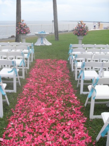 Wedding Aisle Filled With Beautiful Hot Pink Flowers