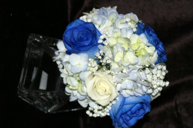 Charming Blue and White Bridesmaid Bouquet