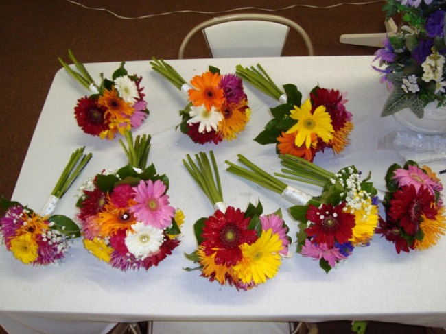 Colorful Gerbera Wedding Bouquets