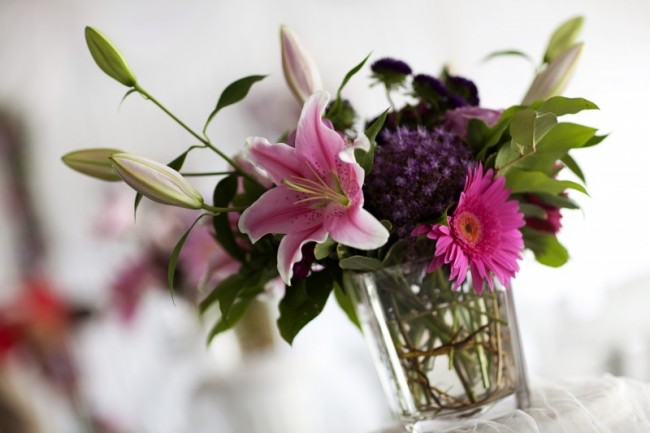 Purple & Pink Reception Centerpiece