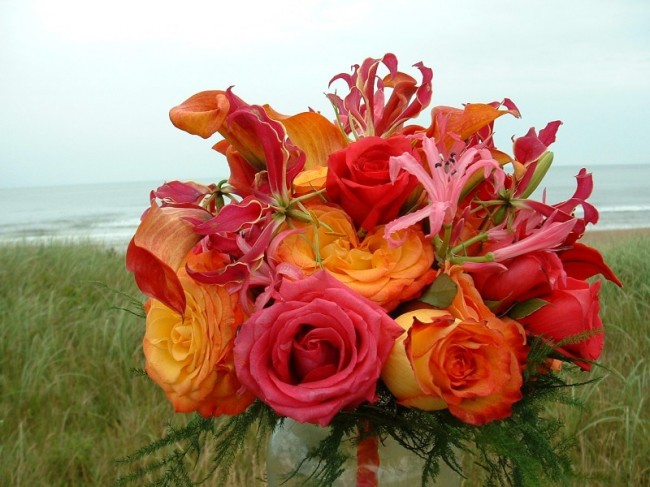 Cerise & Orange Bridal Bouquet