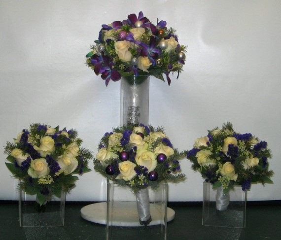 Purple & Ivory Wedding Bouquets