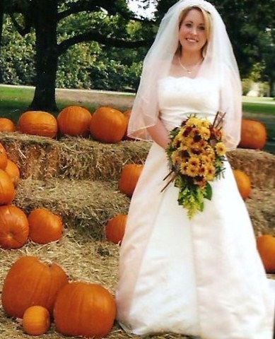 Fall Bridal Portrait With Pumpkins