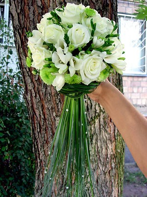 Unique White & Green Bridal Bouquet