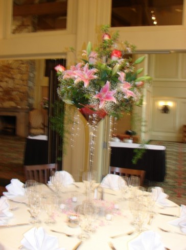 Tall Pink Reception Centerpiece