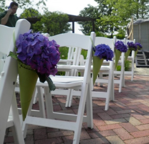 Chair Hanging Cones with Hydrangea