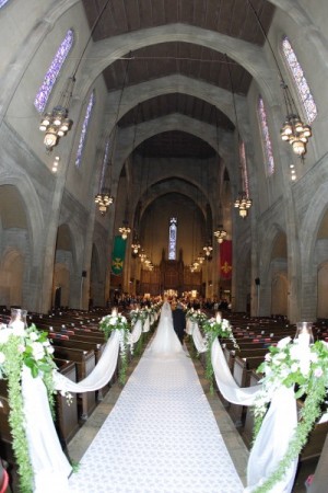 The Long Aisle With Beautiful Flowers