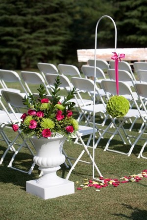 Pink & Green Wedding Ceremony Arrangements