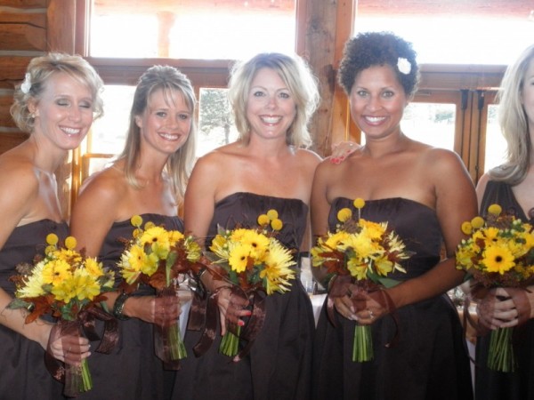 Bridesmaids with Yellow Bridal Bouquets