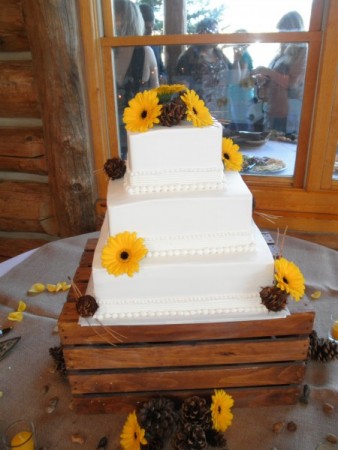 3 Tiered Wedding Cake With Yellow Flowers