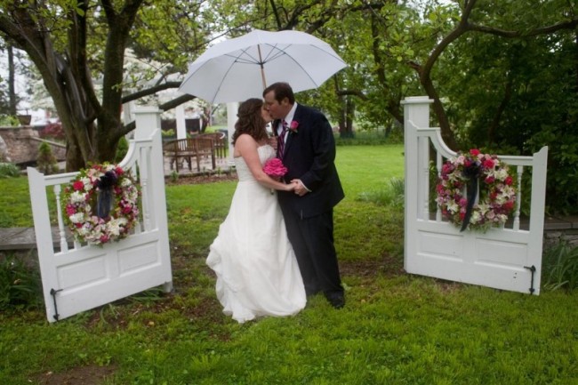 Beautiful Bride & Groom Portrait Under An Umbrella