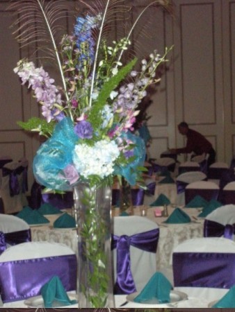 Peacock Themed Reception Centerpiece