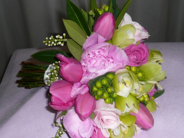 Pink & Green Wedding Bouquet