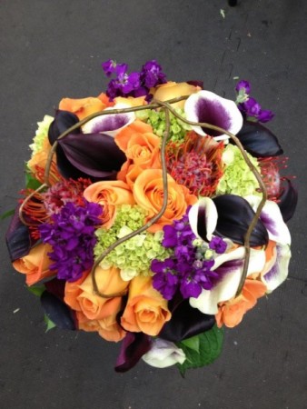Purple, Green & Orange Bridal bouquet