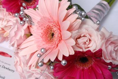 Red & Pink Gerbera Daisy Bridesmaid Bouquet