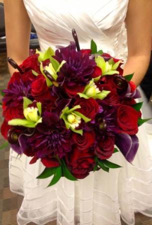 Red Purple and Lime Bride's Bouquet