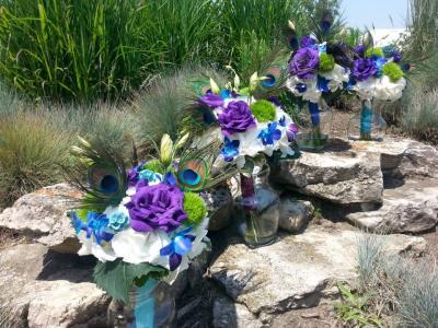 Peacock Bridesmaids Bouquets