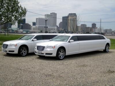 two Chrysler 300 stretch vehicles