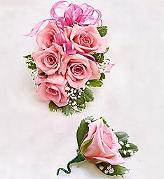 Rose Bridal Bouquet with Matching Boutonniere