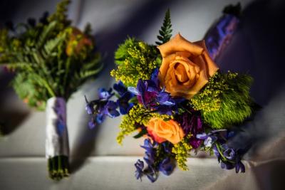 Orange, Purple & Green Wedding Bouquet