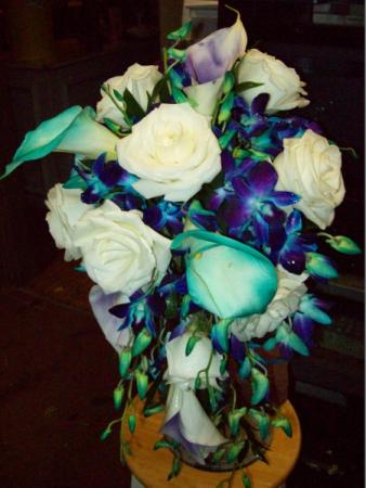 Teal & Whtite Bridal Bouquet