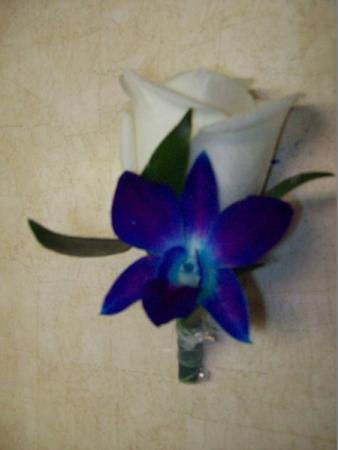 White & Blue Boutonniere