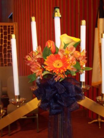 Wedding Candelabra with Orange Flowers